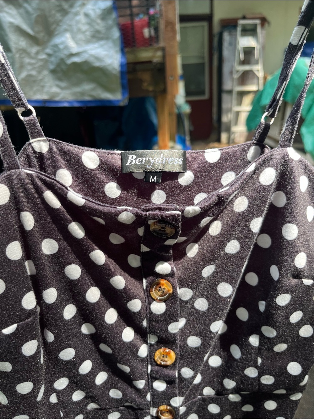 Berydress Black Polka Dot Spaghetti Strap Dress